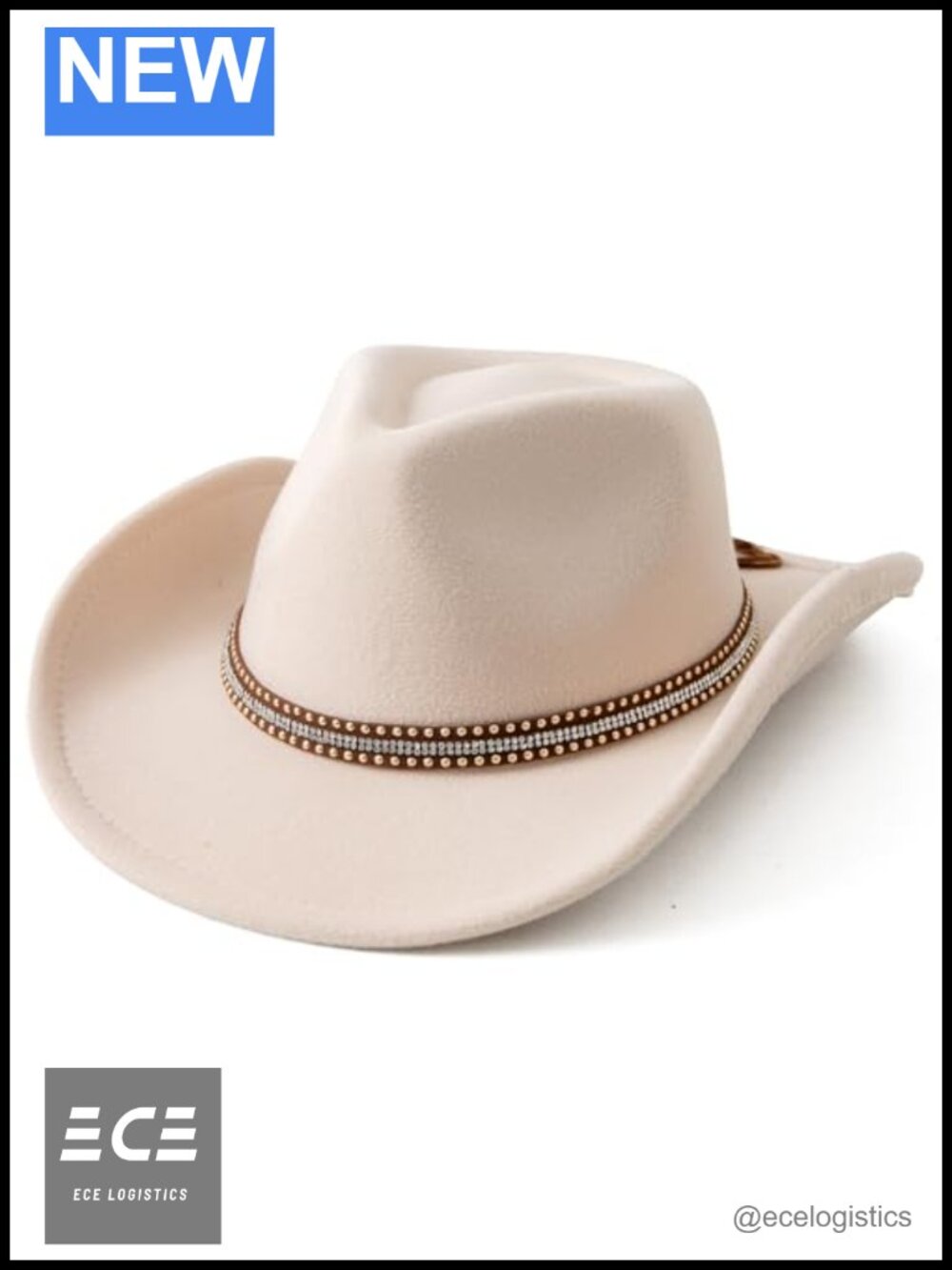 Kids Cowboy Hat Glitter Buckle Short Wide Brim Felt Fedora Western Style